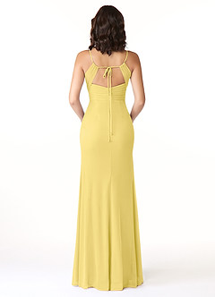 Azazie Reneya Brautjungfernkleider Meerjungfrau-Linie Schleifen Gittergewebe Kleid Kanarienvogel image2