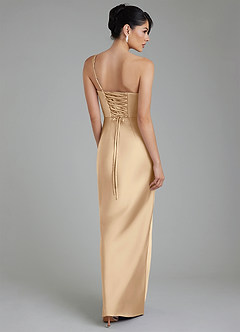 Azazie Sabrina Robes de demoiselle d'honneur Robe Sirène en Satin extensible Corset Champagne image3