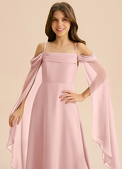 Azazie Moana Junior Powder Pink A-Line Pleated Chiffon Dress image7