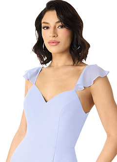 Azazie Everett Bridesmaid Dresses Lavender A-Line V-neck Ruched Chiffon Dress image4