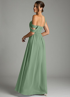 Azazie Kassandra 신부 들러리 드레스 A라인 오프 더 숄더 쉬폰 바닥 길이 드레스 image6