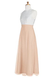 Azazie Albertine Junior English Rose A-Line Lace Chiffon Dress image9