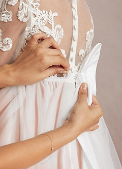 Azazie Elodie Flower Girl Dresses Ivory Paprika Ball-Gown Lace Dress image9