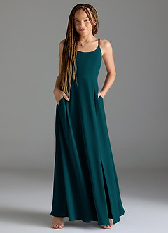 Azazie Moira Junior Pine A-Line with Pockets Chiffon Dress image4