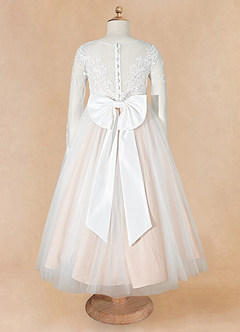 Azazie Elodie Robe Demoiselle D'honneur Fillette Robe Princesse en Dentelle Ivoire Rose Anglais image11
