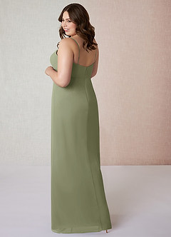 Azazie Tayla Bridesmaid Dresses Pistachio Sheath Square Neckline Chiffon Dress image9