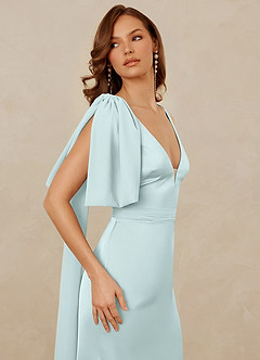Christian Siriano Bridal for Azazie 1011 Bridesmaid Dresses Sea Glass Mermaid Bow Stretch Satin Dress image8
