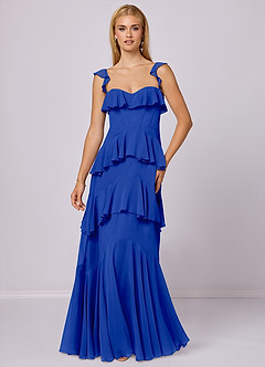 Barbie ♥ Azazie Bridesmaid Dresses Royal Blue A-Line Sweetheart Neckline Chiffon Dress image3