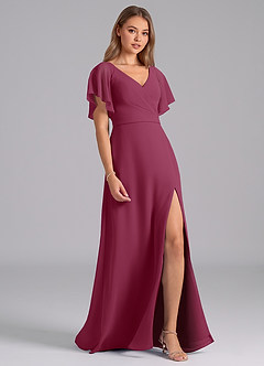 Azazie Ambrosia Robes de demoiselle d'honneur Robe Trapèze en Mousseline de soie Plissée Mûre image5