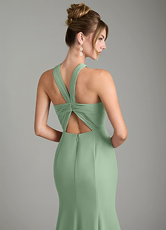 Azazie Rue Bridesmaid Dresses Matcha A-Line Halter Chiffon Dress image6