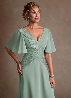 Azazie Milliat Mother of the Bride Dresses Agave A-Line Lace Chiffon Dress image5