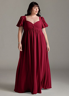 Azazie Madisynn Brautjungfernkleider für Schwangere Schleifen Chiffon Bodenlänge Kleid image5