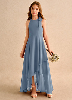 Azazie Boop Girls Formal Blumenmädchenkleider A-Linie Schleifen Chiffon Kleid Zwielichtviolett image4