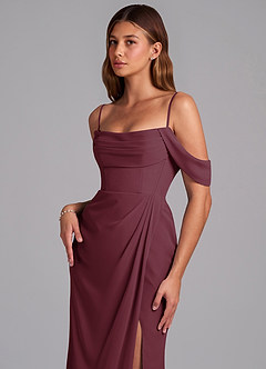 Azazie Johana Bridesmaid Dresses Cabernet Mermaid Off the Shoulder Chiffon Convertible Dress image5