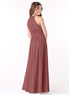 Azazie Bonnie Junior Amethyst A-Line Pleated Chiffon Dress image3