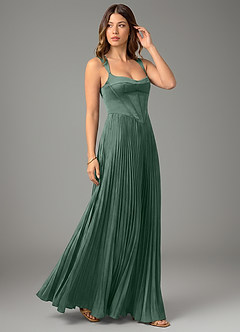 Azazie Avenelle Robes de demoiselle d'honneur Robe Trapèze en Satin extensible Corset Eucalyptus image5