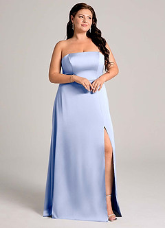 Azazie Wren Bridesmaid Dresses Ice A-Line Strapless Stretch Satin Convertible Dress image12
