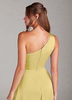 Azazie Brooke Suknie dla druhen Linia A Jedno ramię Satyna elastyczna Długość kostki Sukienka image2