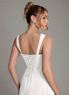 Azazie Agustina Robes de demoiselle d'honneur Robe Sirène en Mousseline de soie Corset Blanc image2