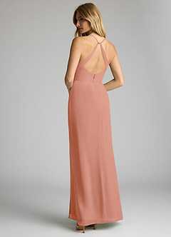 Azazie Becca Robes de demoiselle d'honneur Robe Fourreau en Mousseline de soie Col en V Mai Tai image6