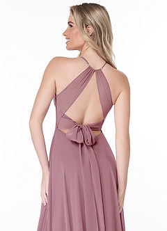 Azazie Evalleen Bridesmaid Dresses Vintage Mauve A-Line Pleated Chiffon Dress image3