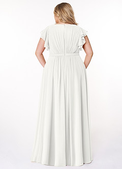 Azazie Daphne Modest Bridesmaid Dresses A-Line Ruffled Chiffon Floor-Length Dress image7