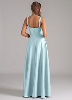 Azazie Shaude Robes de demoiselle d'honneur Robe Trapèze en Satin extensible Plissée Bleu Nuage image6