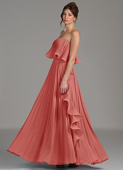 Azazie Alexia Robes de demoiselle d'honneur Robe Trapèze en Mousseline de soie Rayé Antique Rose image5