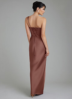 Azazie Sabrina Bridesmaid Dresses Espresso Mermaid Corset Stretch Satin Dress image3