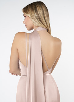 Azazie Kaylani Bridesmaid Dresses Blushing Pink Mermaid High Neck Stretch Satin Dress image6