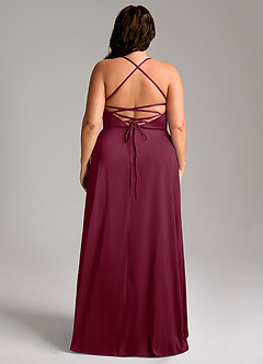 Azazie Mei Bridesmaid Dresses Mulberry A-Line V-Neck Stretch Satin Dress image8