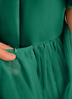 Azazie Cocoa Robe Demoiselle D'honneur Fillette Robe Princesse en Tulle Plissée émeraude image10