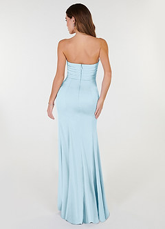 Azazie Yola Robes de demoiselle d'honneur Robe Fourreau Convertible en Satin extensible Plissee mit V-Ausschnitt Bleu Ciel image3