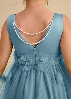 Azazie Lux Flower Girl Dresses Moody Blue A-Line Beaded Tulle Dress image6