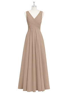 Azazie Flora Bridesmaid Dresses Taupe A-Line Pleated Chiffon Dress image7