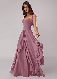 Barbie ♥ Azazie Brautjungfernkleider A-Linie Schleifen Chiffon Kleid Vintage Mauve image3