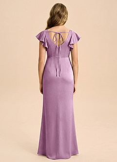 Azazie Demi Junior Wisteria Mermaid Bow Stretch Satin Dress image4