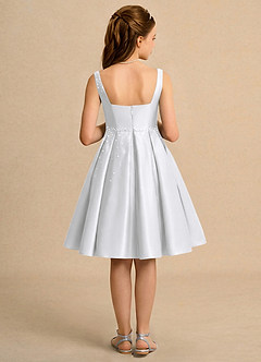 Azazie Jello Flower Girl Dresses White Ball-Gown Pleated Matte Satin Dress image2