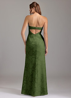 Azazie Leonis Bridesmaid Dresses Olive Sheath Strapless Floral Burnout Convertible Dress image7