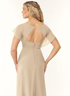 Azazie Rylee Bridesmaid Dresses Champagne A-Line Pleated Chiffon Dress image2