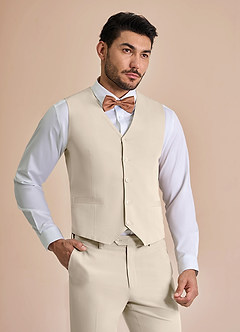front William Tan Comfort Blend Suit Vest