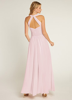 Azazie Claudia Robes de demoiselle d'honneur Robe Trapèze en Mousseline de soie Encolure en Forme de Cœur Rose Pâle image3