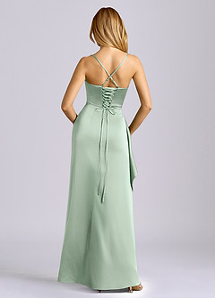 Azazie Sarai Bridesmaid Dresses Agave Sheath Corset Stretch Satin Dress image5