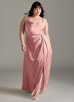Azazie Brielle Bridesmaid Dresses Rosette A-Line Cowl Spaghetti Straps Stretch Satin Dress image8
