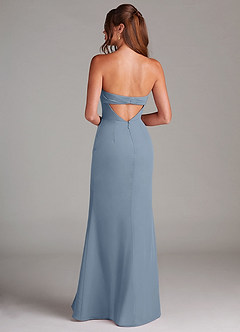 Azazie Leonis Bridesmaid Dresses Dusty Blue Sheath Strapless Chiffon Convertible Dress image5