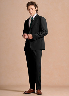 front Carter Sort Jakkesæt i bomulds- og hørblanding