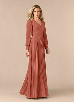Azazie Zina Mother of the Bride Dresses Clay A-Line Pleated Chiffon Dress image2