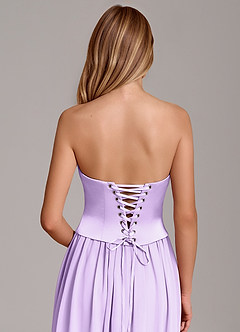 Azazie Cadence Bridesmaid Dresses Lilac A-Line Corset Stretch Satin Convertible Dress image6