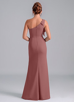 Azazie Rinna Bridesmaid Dresses Desert Rose Mermaid One Shoulder Chiffon Dress image2