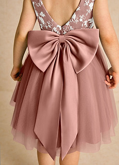 Azazie Butterfly Flower Girl Dresses Cedar Rose A-Line Lace Dress image6